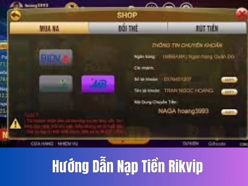 Hướng Dẫn Nạp Tiền Rikvip